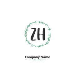 Z H ZH Initial handwriting and signature logo design with circle. Beautiful design handwritten logo for fashion, team, wedding, luxury logo.