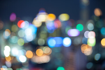 Urban city night light bokeh , defocused blur background