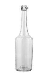 Empty cognac bottle on a white background.