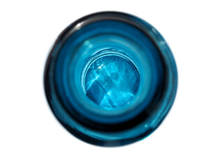 The bottom of the glass bottle. Inside view