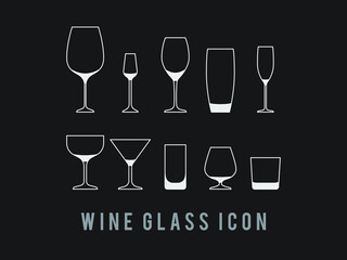 Wine glass outline icon. Vector illustration. Icon Set high quality outline symbol for web design or mobile app. Wineglasses thin line signs for design logo, visit card, etc.