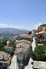 Panoramic view of Cairano, a medieval village in the mountains of the province of Avellino in...