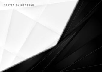 Abstract template design layout white and black geometric triangle background.