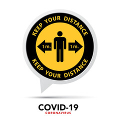 Social distancing banner. Keep the 1 meter distance.