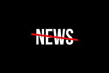 Do not listen to so many news. Crossed out word with a red line meaning the need to stop fake news and information overload