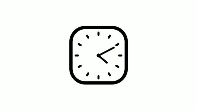 Black square clock animation video footage on white background,CLock footage