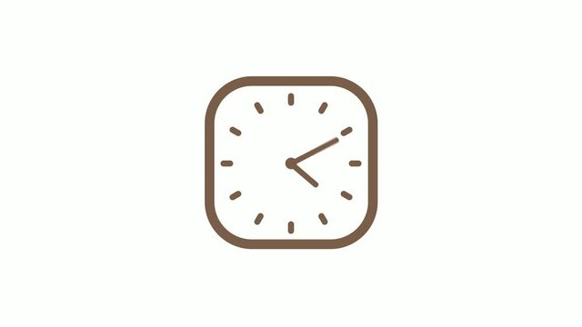Brown gray square clock animation video footage on white background,clock footage