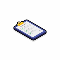 Fototapeta premium Checklist Isometric right view - Black Stroke+Shadow icon vector isometric. Flat style vector illustration.
