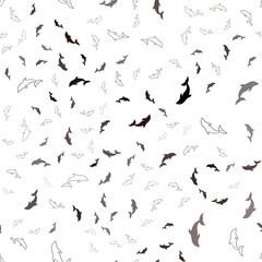 Dark Orange vector seamless backdrop with ocean dolphins. Natural illustration with sea dolphins. Template for natural magazines.