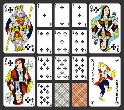 Clubs suite design for a pack of traditional style playing cards