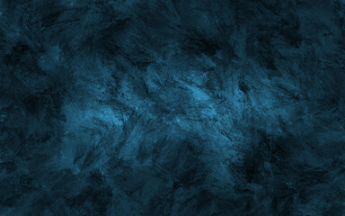 Photography grunge background. Blue studio backdrop. Screen with black vignette, texture and light spotlight center.