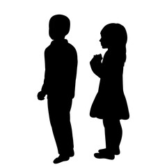 vector, isolated, black silhouette children stand