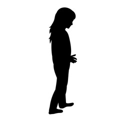 vector, isolated, black silhouette child girl on a white background