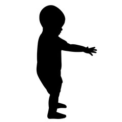 vector, isolated, black silhouette boy child