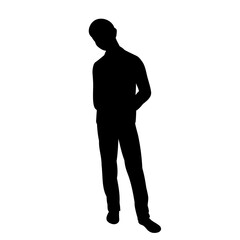 vector, isolated, black silhouette boy child