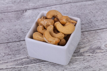 Cashew nuts heap in the bowl