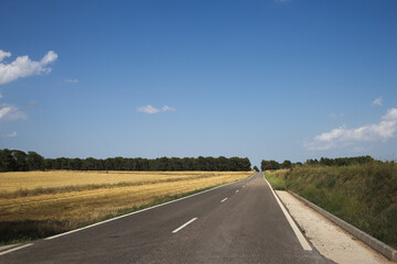 A paved road in a rain-fed crop area