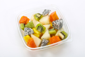 Sliced fruit mix in the box