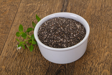 Dietary Chia seeds in the bowl