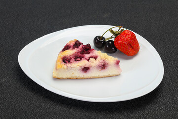Cheesecake with cherry served strawberry