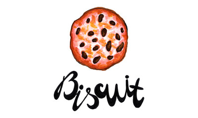 Watercolor sweets isolated on white background. Bright biscuits. Delicious and tasty dessert. Hand drawn illustration for cafe or restaurant menu and decoration