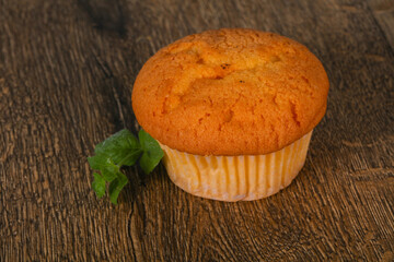 Sweet tasty muffin served mint