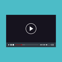 Video player interface. Media player window bar mockup. Web screen template for web and mobile apps. Flat vector illustration.