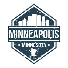 Fototapeta premium Minneapolis Minnesota USA Travel Stamp Icon Skyline City Design.