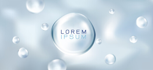 Translucent gray sphere with glares and bubble on clean background concept and space for your text. vector illustration