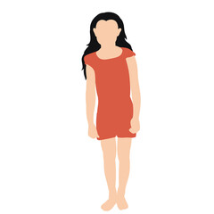 vector, isolated, flat style child little girl