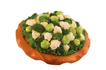 Set of the different varieties of cabbage Cauliflower, Brussels, Broccoli sprouts