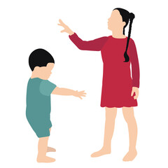 isolated, flat style children play