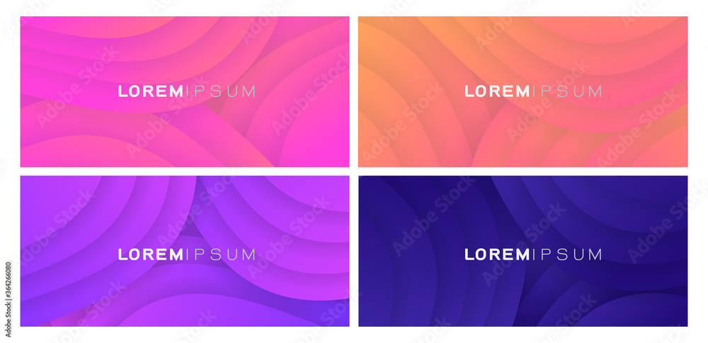 Poster set of colorful gradient curve on white background with space. modern background for business or tec