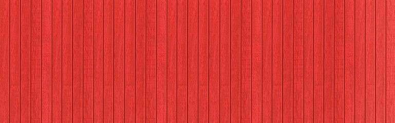 Panorama of Vintage style wooden fence painted red texture and seamless background