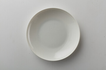 Top view shot of white circular plate.