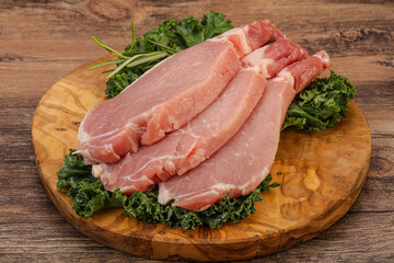 Raw pork steak for cooking
