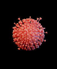 COVID -19 disease outbreak, Corona Virus 3D Render, Pandemic flu infection. Asia fever viral in cell brain, and nerve.