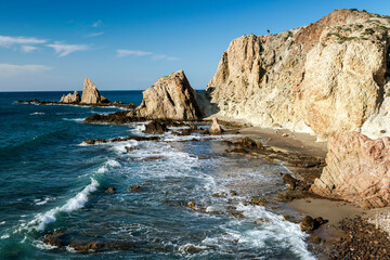 Las Sirenas cove aerial view at Cabo de Gata-Nijar Natural Park, Almeria province, Andalusia, Spain