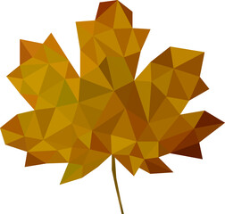 Low poly autumn maple leaf, yellow autumn leaf