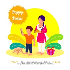 Happy rakhsabandhan vector illustration. Brother and Sister celebrating rakhi festival.