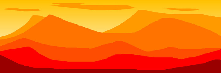 sunset on the mountains wallpaper background vector, mountain sunset wallpaper
