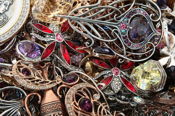 Heap jewelry ornaments as background