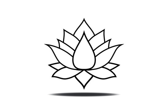 black and white lotus flower on white clip art preview