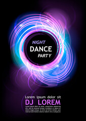 Flyer, banner, poster, invitation template design for disco dance music party night club