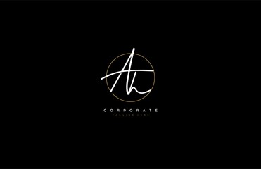 Letter AH Logo Manual Elegant Minimalist Signature Logotype