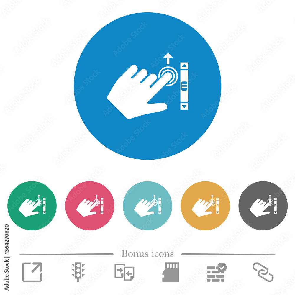 Poster left handed scroll up gesture flat round icons