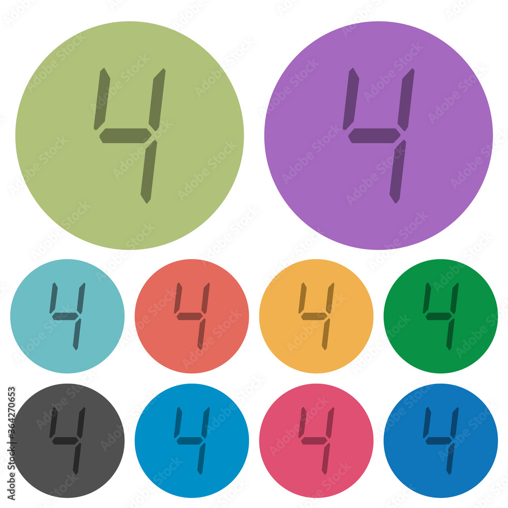 Poster digital number four of seven segment type color darker flat icons