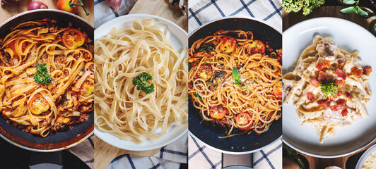 Food Banner. Italian food, mixed pasta