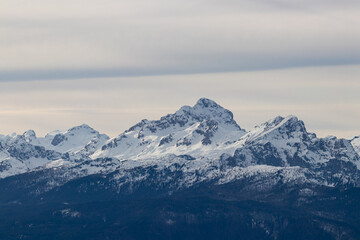 Fototapeta na wymiar Mountain Triglav Slovenia Alps highest snow white winter