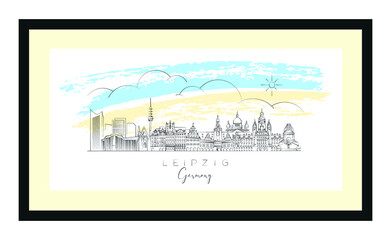 Leipzig poster, vector illustration and typography design, Germany